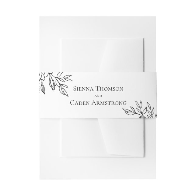 Minimalist White Wedding Invitation Belly Band (Front Example)