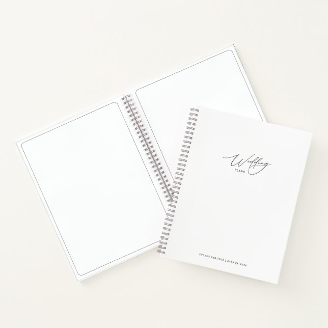 Minimalist White Wedding Plans  Notebook (Inside)