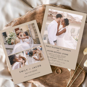 Minimalist White Wedding Terracotta Four Photo Invitation