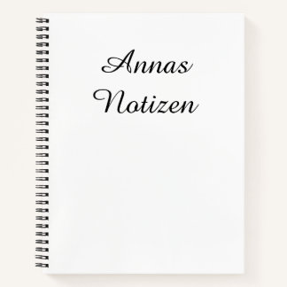 Minimalist White with Black Text German Notizen Notebook