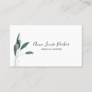 Minimalist White with Delicate Leaves Business Card