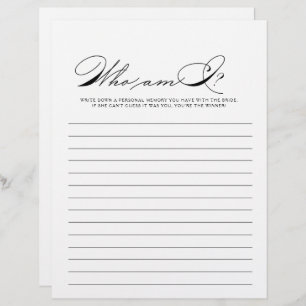 Minimalist Who Am I Bridal Shower Game