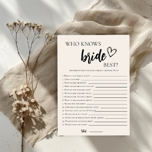 Minimalist Who knows the Bride the Most Game Card