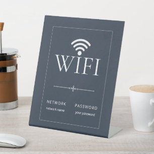 Minimalist Wifi Network Password Sign Dark Grey