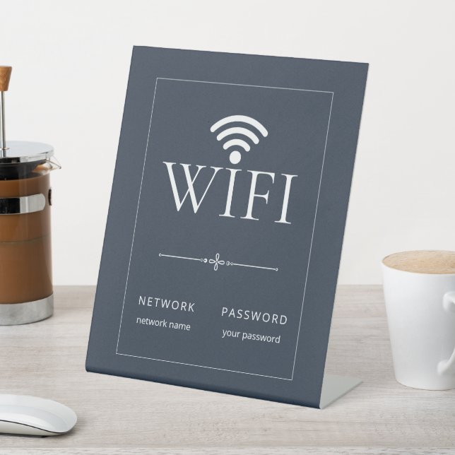 Minimalist Wifi Network Password Sign Dark Grey (In SItu)