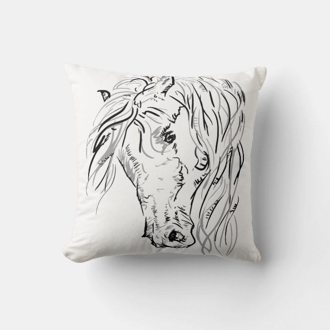 Minimalist Wild Horse Throw Pillow - Artistic Eque (Front)