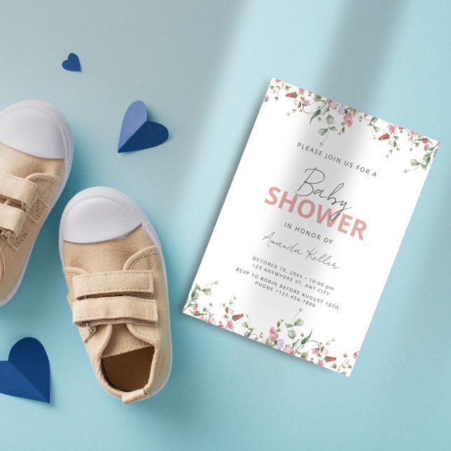 Minimalist Wildflower Baby Shower Invitation (Creator Uploaded)