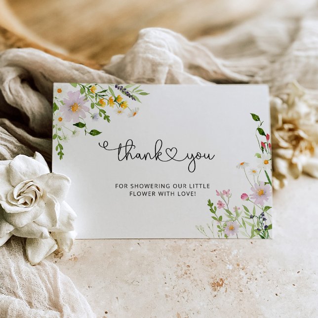 Minimalist wildflower baby shower thank you card (Creator Uploaded)