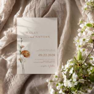Minimalist Wildflower Bohemian Wedding Invitation