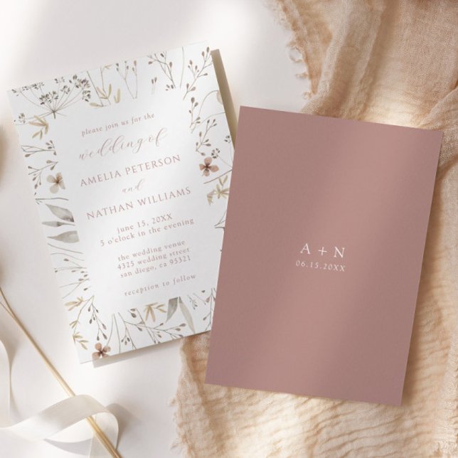 Minimalist Wildflower Botanical Wedding Invitation (Creator Uploaded)
