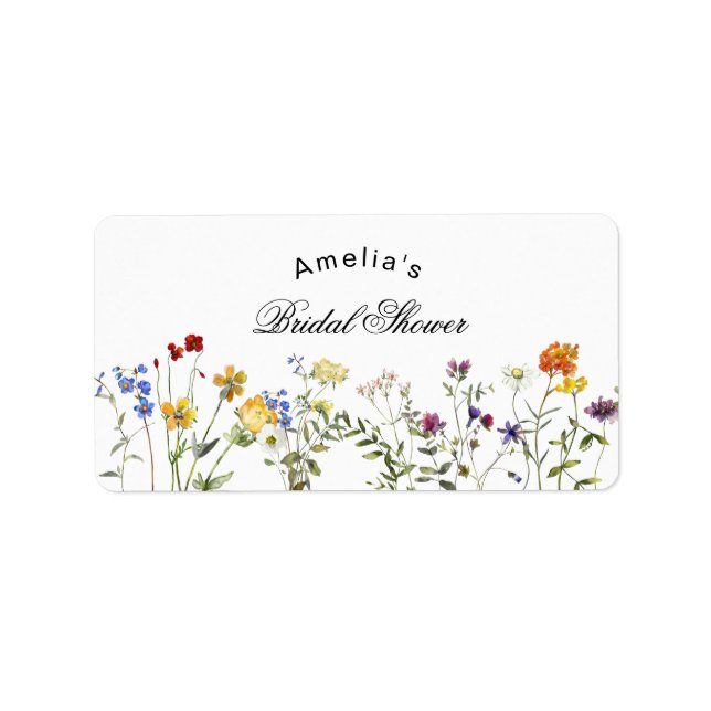 Minimalist Wildflower Bridal Shower Label (Front)
