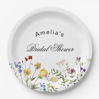 Minimalist Wildflower Bridal Shower Paper Plate