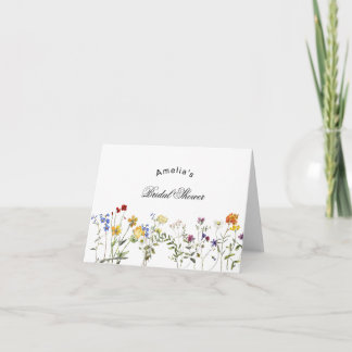 Minimalist Wildflower Bridal Shower Thank You Card