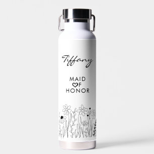 Minimalist Wildflower Cute Maid of Honor  Water Bottle