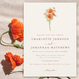 Minimalist Wildflower Fall Wedding Invitation