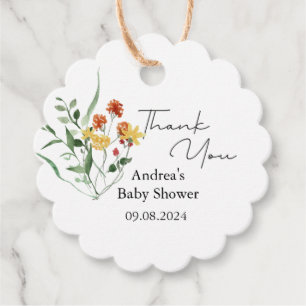 Minimalist Wildflower Green Baby Shower Favour Tags