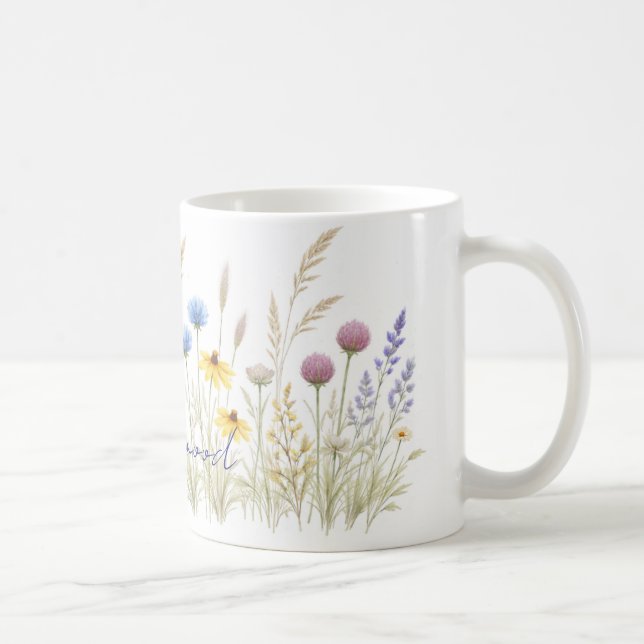 Minimalist Wildflower Meadow Mug – Delicate Waterc (Right)