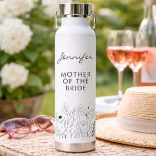 Minimalist Wildflower Mother of the Bride Water Bottle