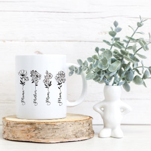 minimalist wildflower mum  coffee mug