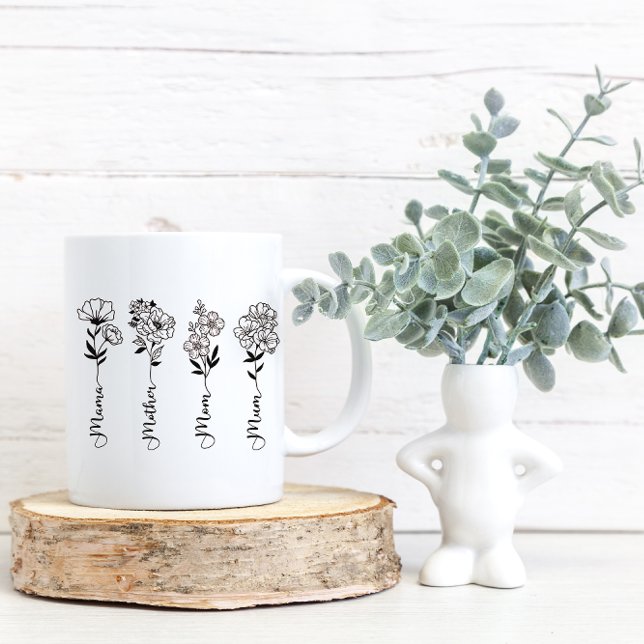 minimalist wildflower mum  coffee mug (cute mama mug)