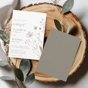 Minimalist Wildflower Neutral Wedding Invitation 
