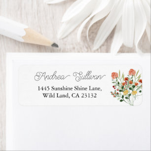 Minimalist Wildflower Peach Return Address Label