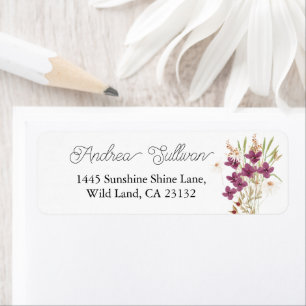 Minimalist Wildflower Purple Return Address Label