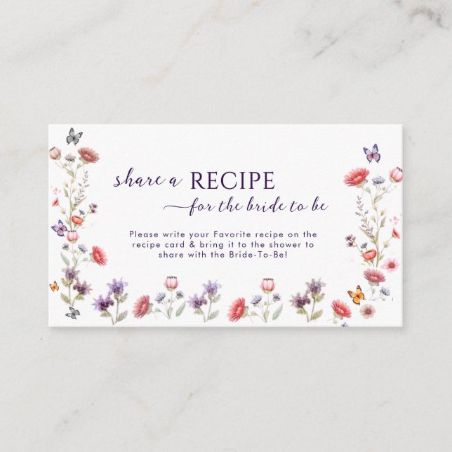 Minimalist Wildflower Recipe Request Card  (Front)