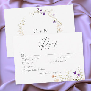 Minimalist Wildflower Romantic Botanical Wedding RSVP Card