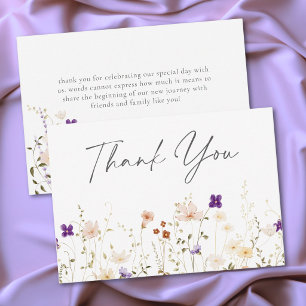 Minimalist Wildflower Romantic Botanical Wedding Thank You Card