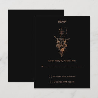 Minimalist Wildflower Rose Gold RSVP Card