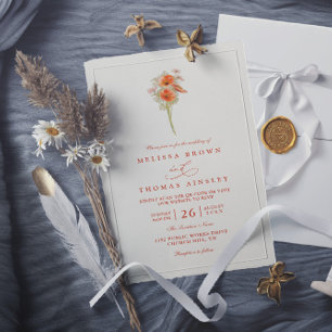Minimalist Wildflower Rustic Chic QR Code Wedding Invitation