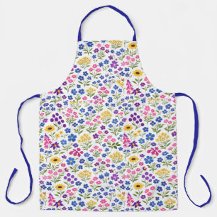 Minimalist Wildflower Seamless Pattern on White  Apron