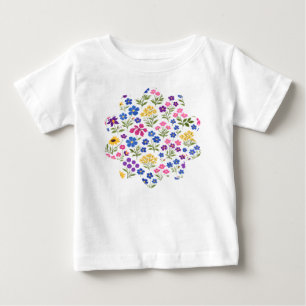 Minimalist Wildflower Seamless Pattern on White  Baby T-Shirt