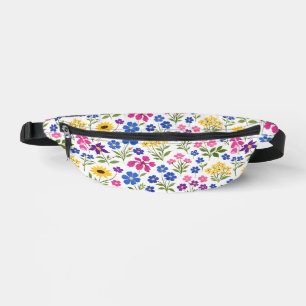 Minimalist Wildflower Seamless Pattern on White  Bum Bags