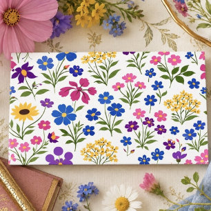 Minimalist Wildflower Seamless Pattern on White Business Card