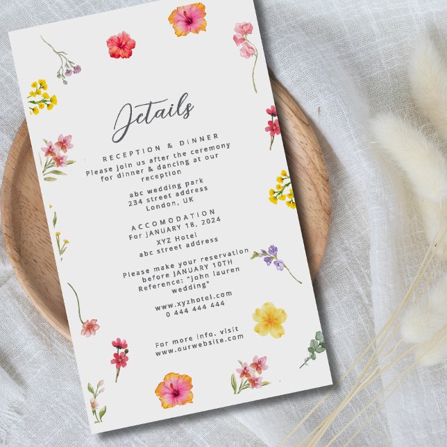 Minimalist wildflower- spring botanical wedding  enclosure card (Creator Uploaded)
