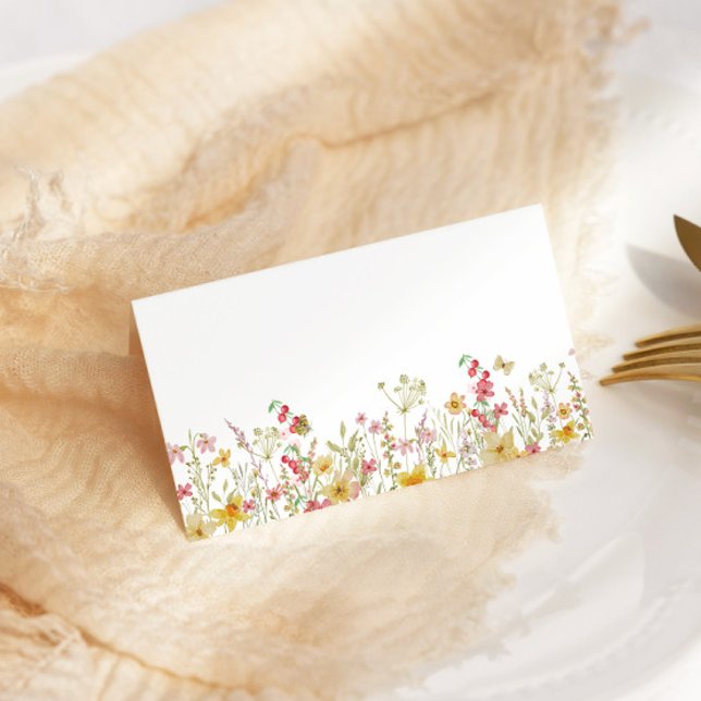 Minimalist wildflower Summer butterfly place card (Creator Uploaded)