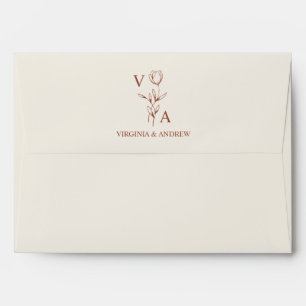 Minimalist Wildflower Terracotta Elegant Wedding Envelope