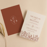 Minimalist Wildflower Terracotta Wedding Monogram Invitation<br><div class="desc">Minimalist Wildflower Terracotta Wedding Monogram Invitation. Easily personalise by replacing each info. Make sure to check the preview before adding to cart.</div>