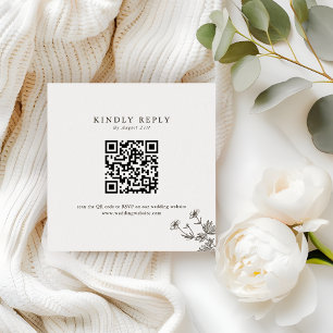 Minimalist Wildflower Wedding Website QR Code RSVP Card