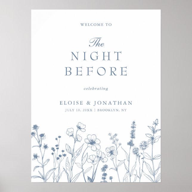 Minimalist Wildflower Welcome to the Night Before Poster (Front)