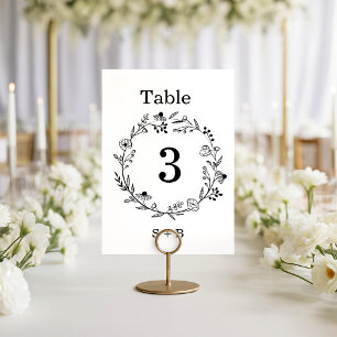 minimalist Wildflower Wreath Folk Rustic Wedding  Invitation