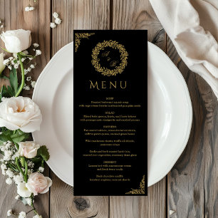 minimalist Wildflower Wreath Folk Rustic Wedding Menu