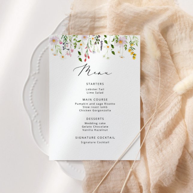 Minimalist wildflowers bridal shower menu (Creator Uploaded)