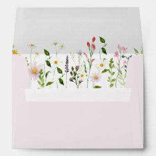 Minimalist wildflowers elegant wedding envelope