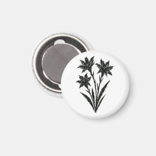 Minimalist Wildflowers Ink Brushstroke Art on Magnet