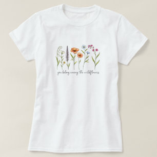 Minimalist Wildflowers Line Art - Elegant T-Shirt