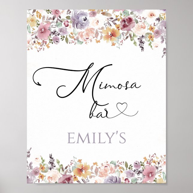 Minimalist wildflowers mimosa bar sign (Front)