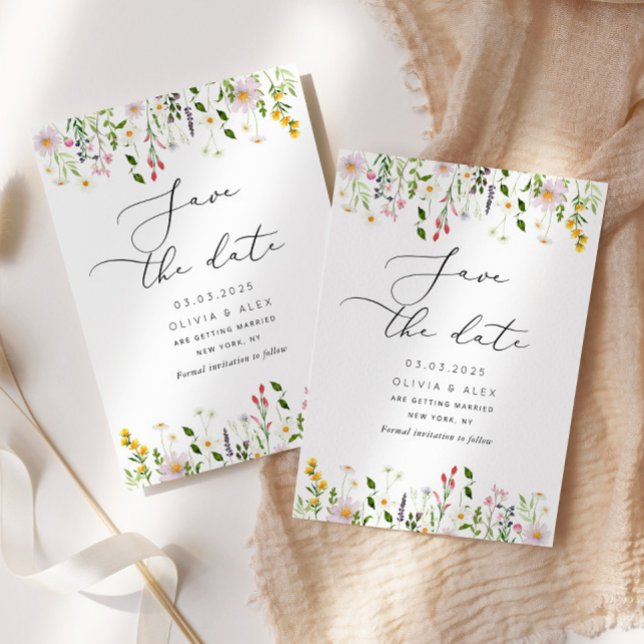 Minimalist wildflowers save the date card (Creator Uploaded)